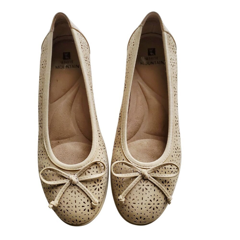 White Mountain Ballet Flats Rubber Platform Sole Tan Perforated Sporty Flats 7.5 - Picture 3 of 13
